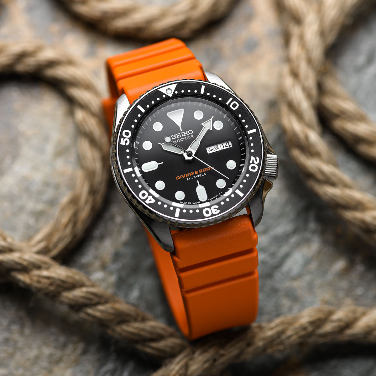 ZULUDIVER 284 Italian Rubber Dive Watch Strap - Orange