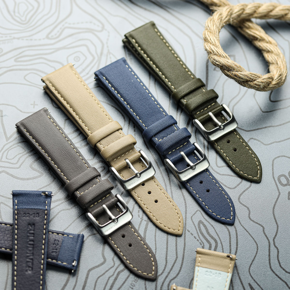 Mayday Regatta Sailcloth Divers Watch Strap - Pirate Black