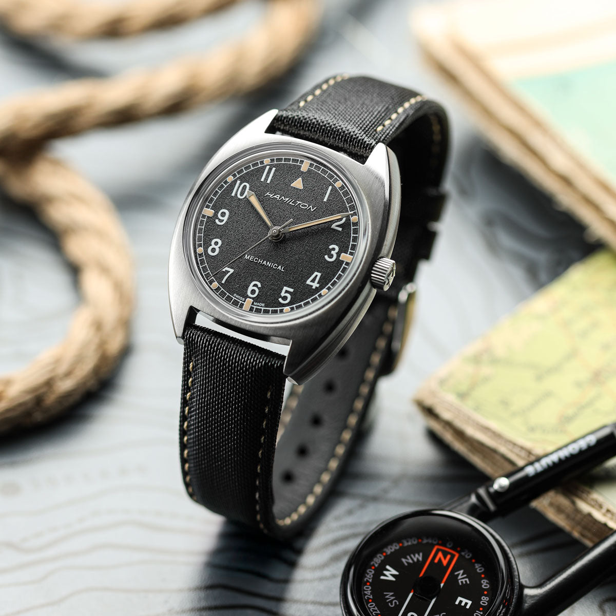 Mayday Regatta Sailcloth Divers Watch Strap - Pirate Black