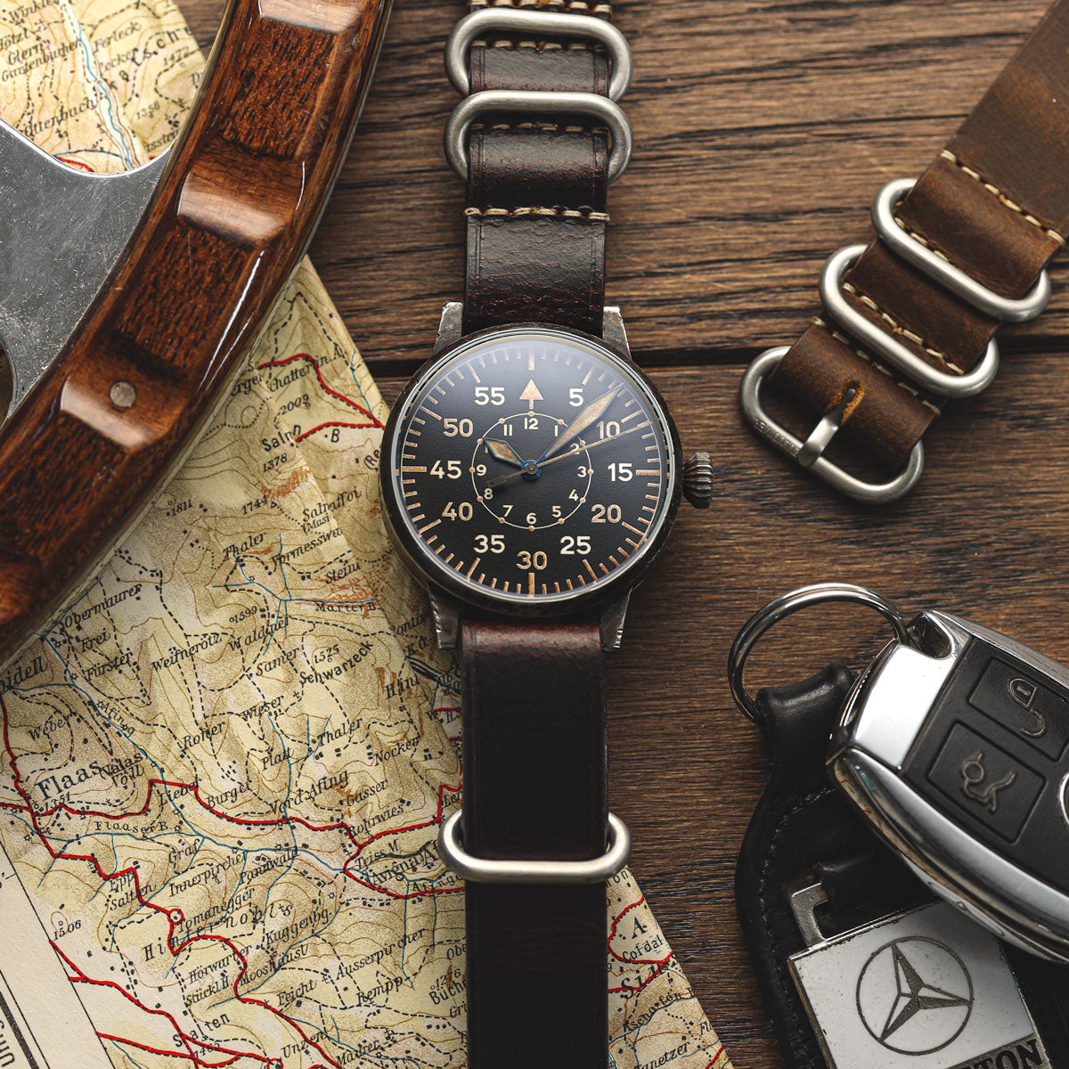 1973 British Military Watch Strap: OXFORD Leather