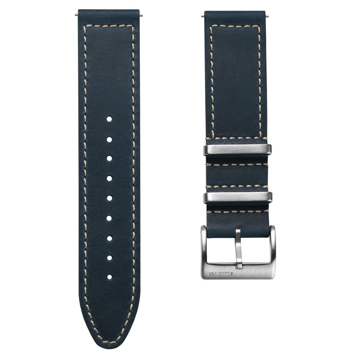 Oxford Ranger Military Leather Watch Strap - Vintage Blue - ZULUDIVER