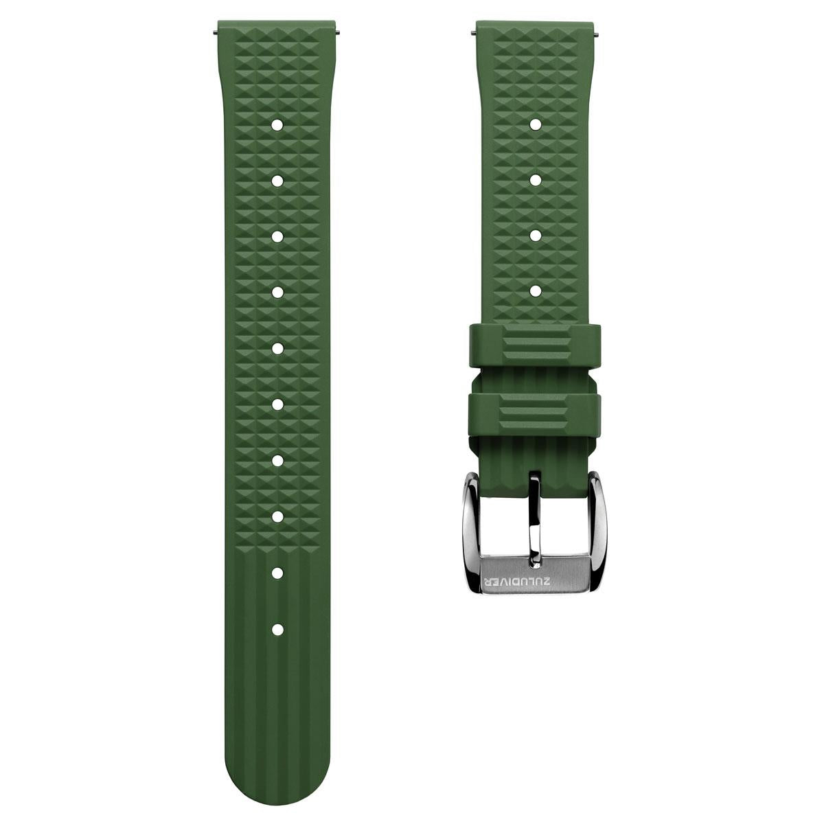 Seacroft Waffle FKM Rubber Dive Watch Strap - Army Green