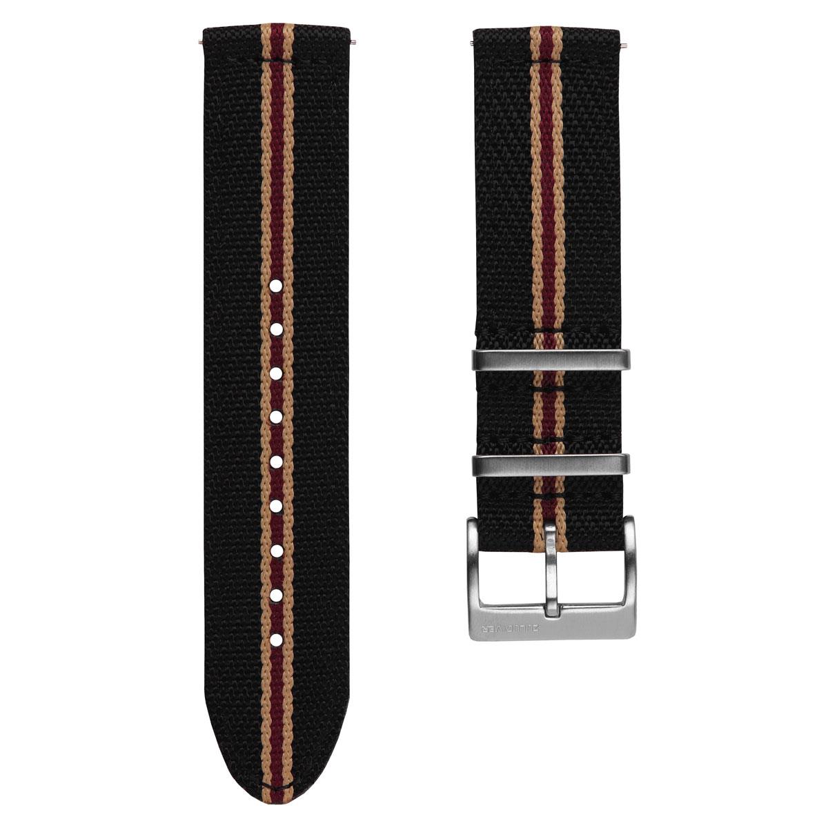 Seasalter Military Nylon Watch Strap - Black/Brown/Red