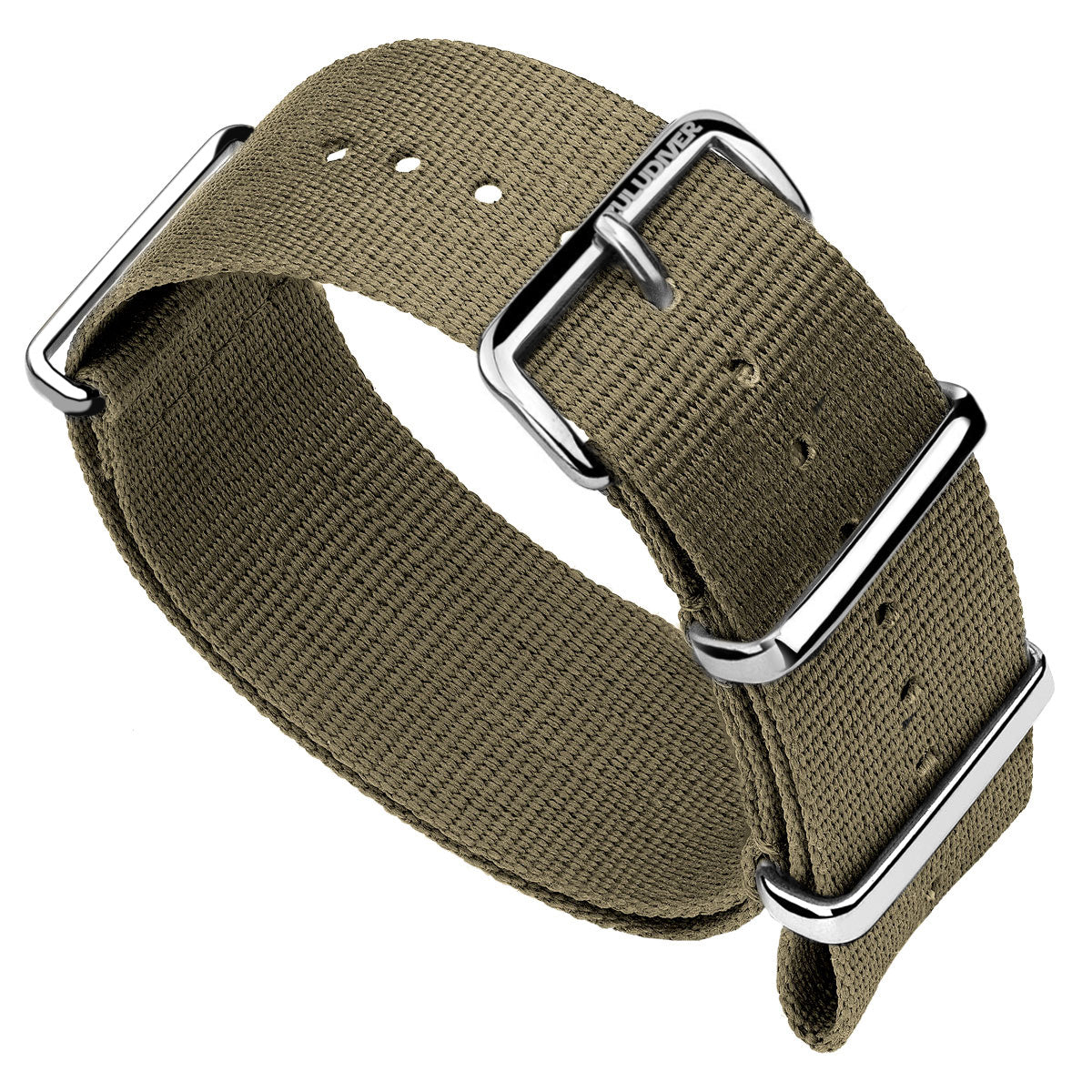 Military NATO watch strap, colour desert sand, with polished stainless steel hardware