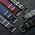 Premium NATO watch straps, blue and red striped seat belt nylon material, with satin hardware, white background image