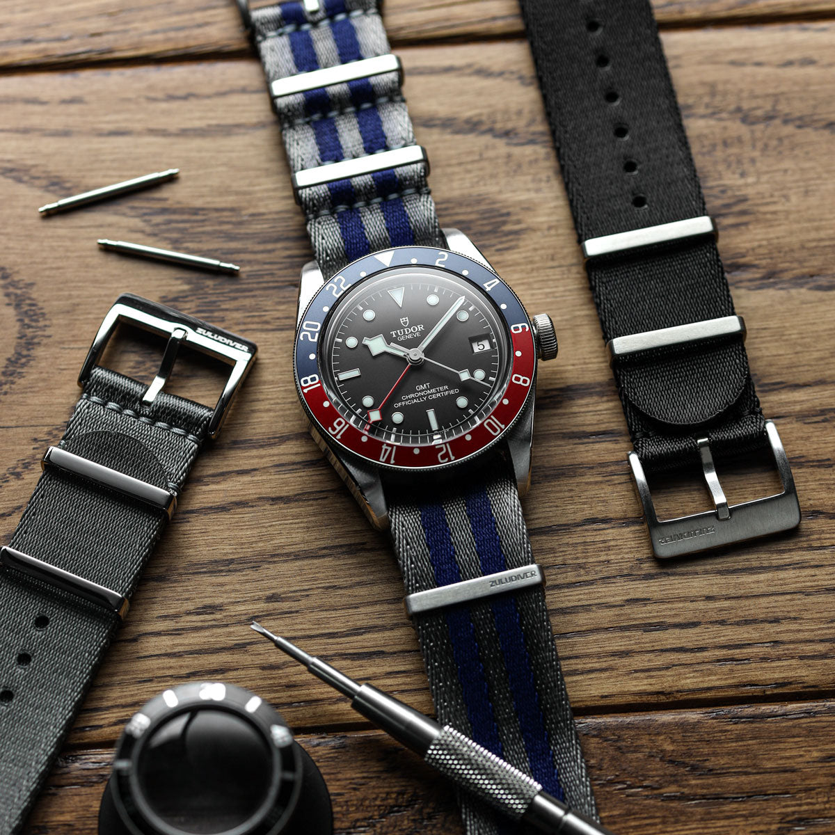 1973 British Military Watch Strap ARMOURED RECON Navy Bond Satin ZULUDIVER