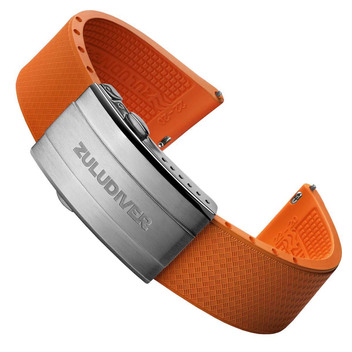 Tsunami MK2 Rubber Deployant Watch Strap - Sunset Orange - ZULUDIVER