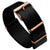 Premium Black NATO watch straps, seat belt nylon material, with IP PVD Rose Gold hardware, white background image