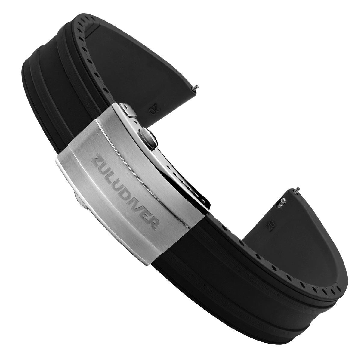 RipTide Rubber Deployant Watch Strap - Abyss Black