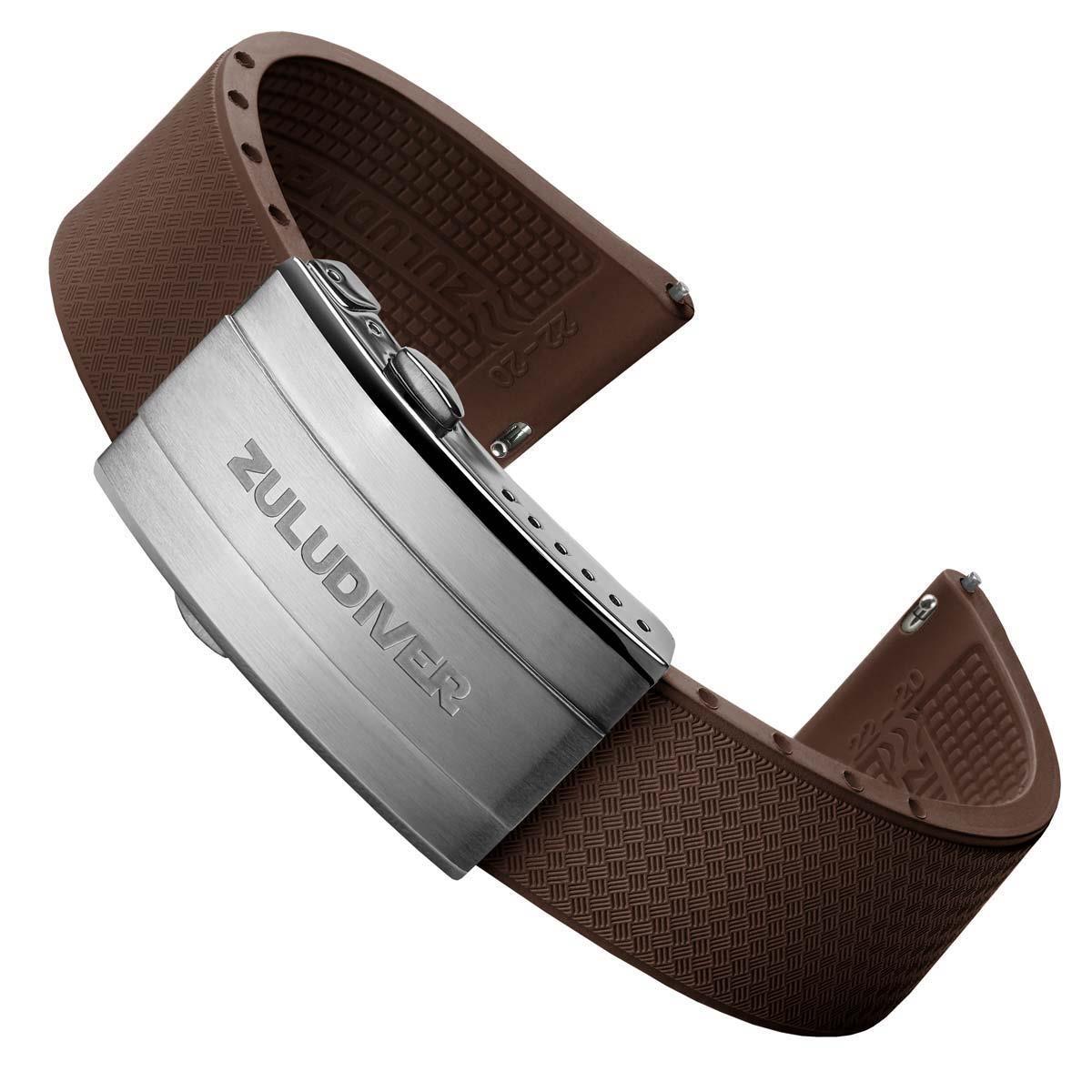 Tsunami MK2 Rubber Deployant Watch Strap - Harbour Brown - ZULUDIVER
