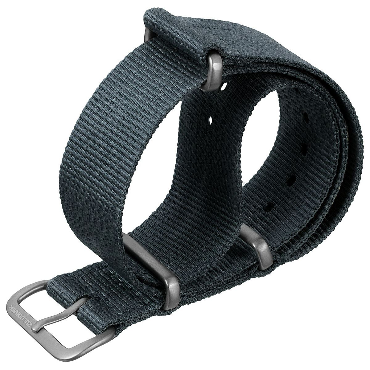 Military NATO watch strap, colour grey with satin finish hardware
