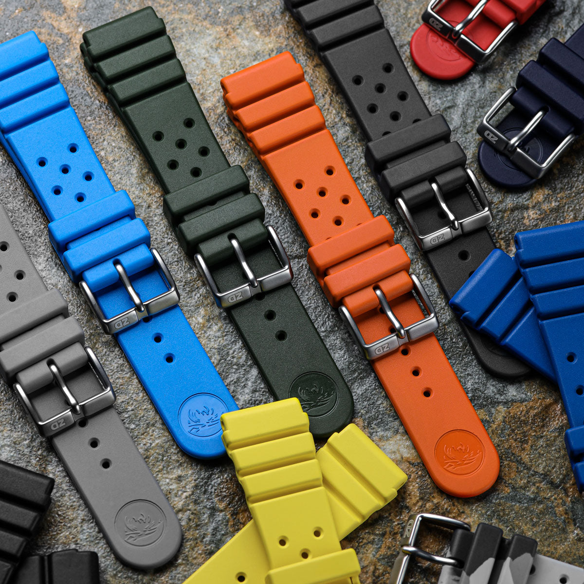 ZULUDIVER 284 Italian Rubber Dive Watch Strap - Orange - additional image 3