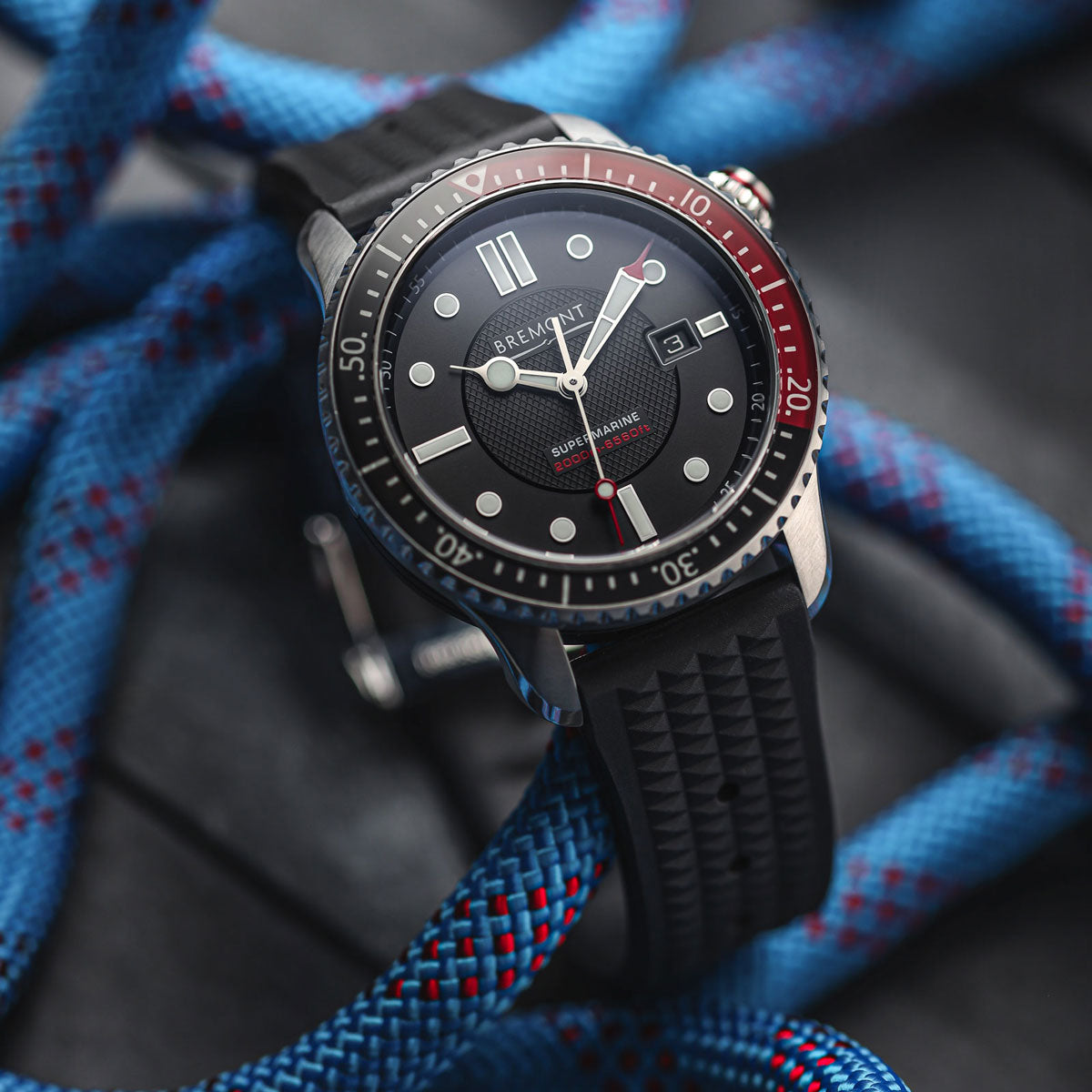  Seacroft Waffle FKM Rubber Dive Watch Strap - Army Green