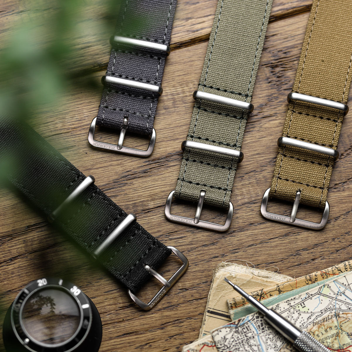 1973 British Military Watch Strap: WARRIOR CANVAS Army Green