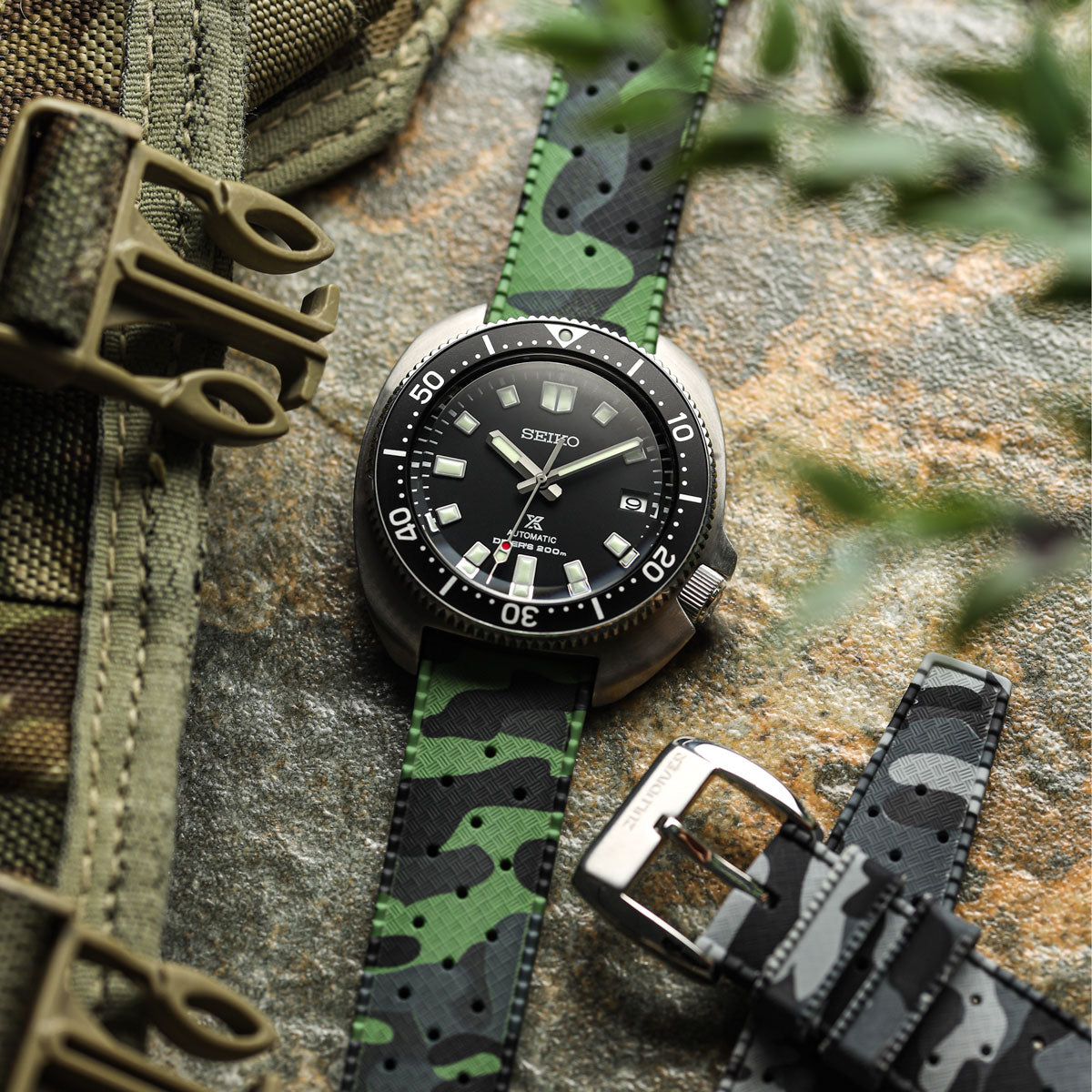ZULUDIVER Tropical Style Camo Rubber Watch Strap - Blue - additional image 3