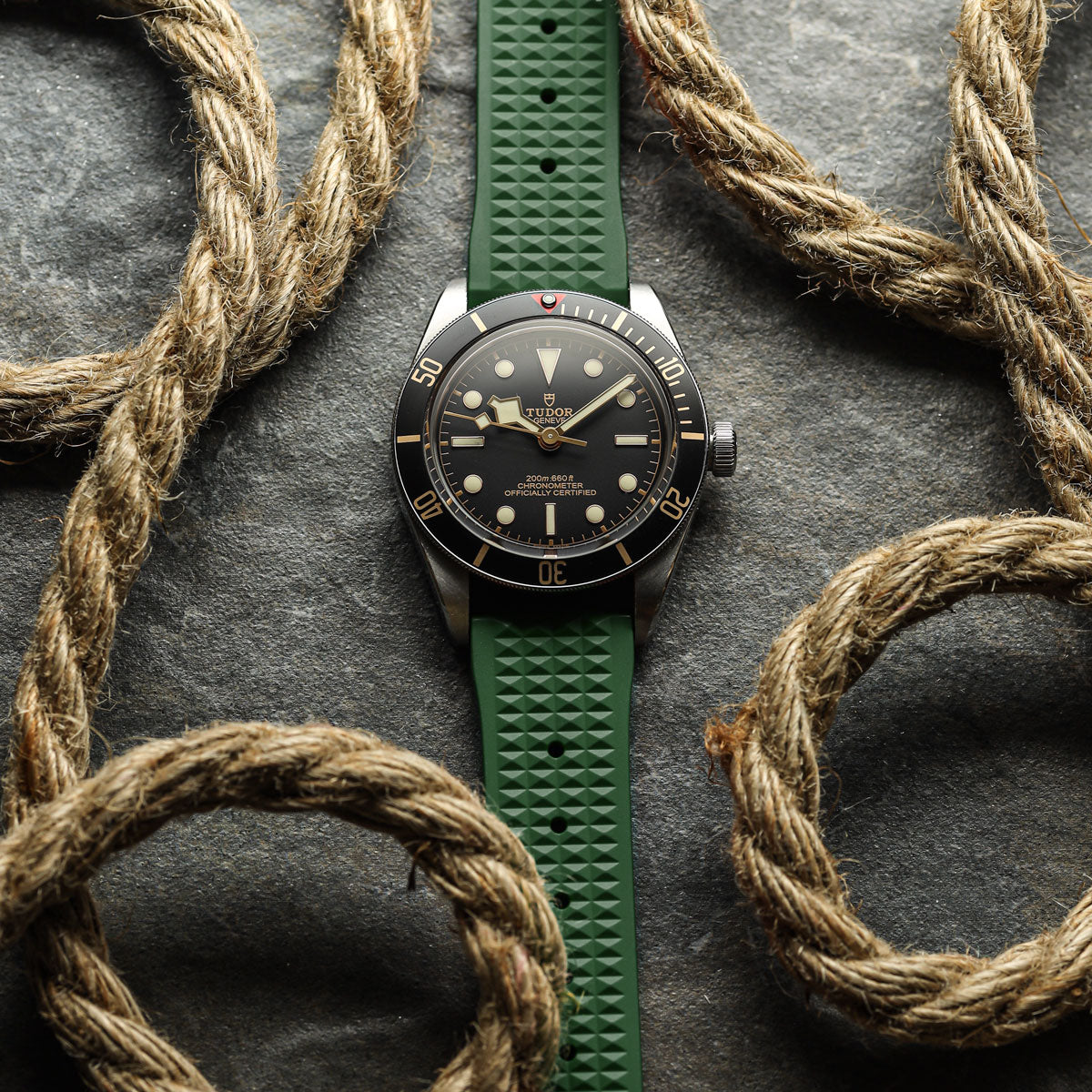 Seacroft Waffle FKM Rubber Dive Watch Strap - Army Green
