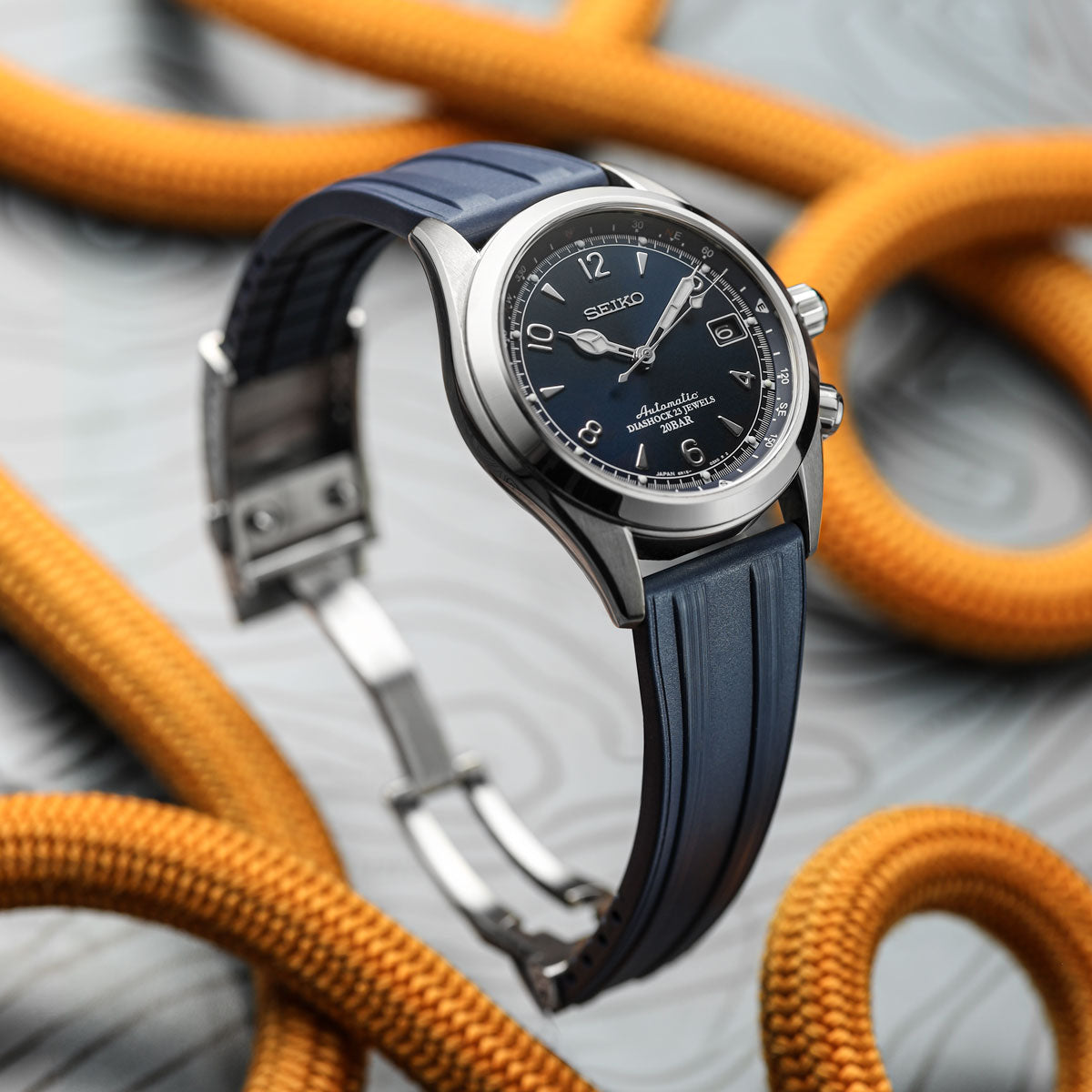 RipTide Rubber Deployant Watch Strap - Ocean Blue