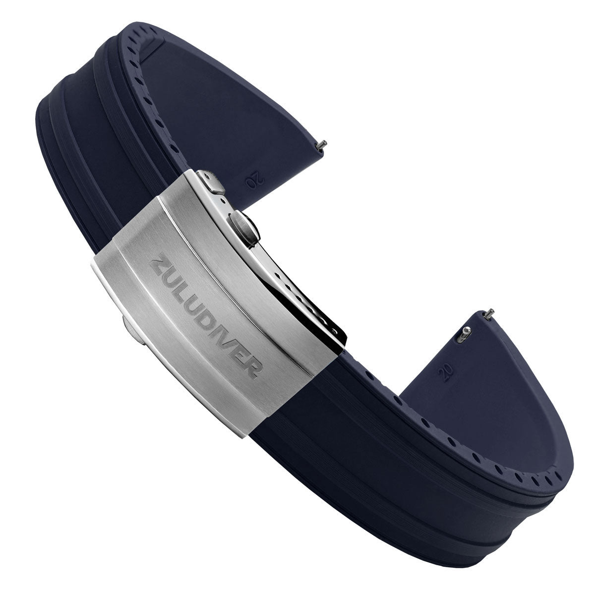 RipTide Rubber Deployant Watch Strap - Ocean Blue