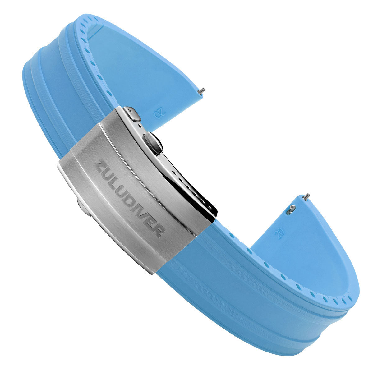 RipTide Rubber Deployant Watch Strap - Sky Blue