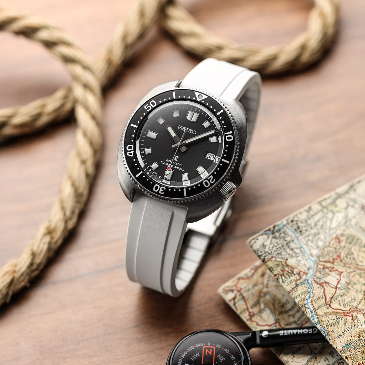 RipTide Rubber Deployant Watch Strap - Coconut White