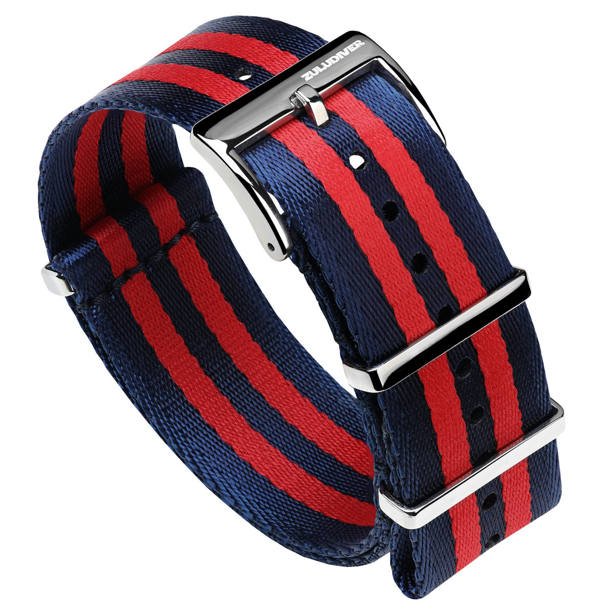Premium NATO watch straps, seat belt nylon material, Blue/Red stripe white background image