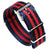 Premium NATO watch straps, seat belt nylon material, Blue/Red stripe white background image