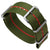 1973 British Military Watch Strap: CADET Marine Nationale - Green, Red Stripe