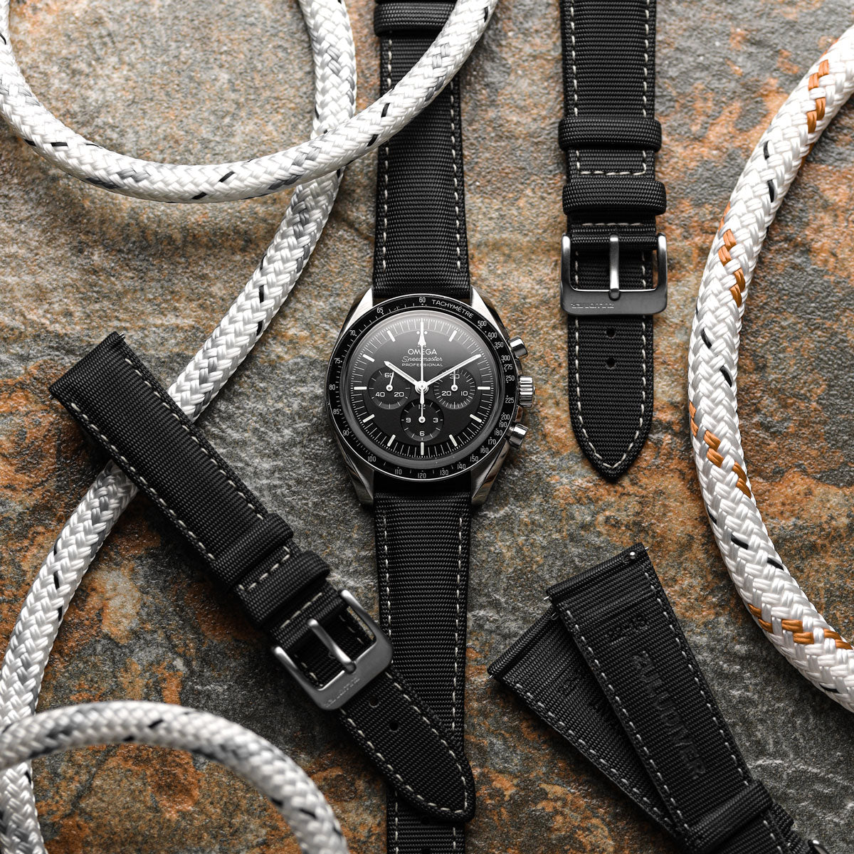 Mayday Sailcloth Padded Divers Watch Strap Grey Stitching
