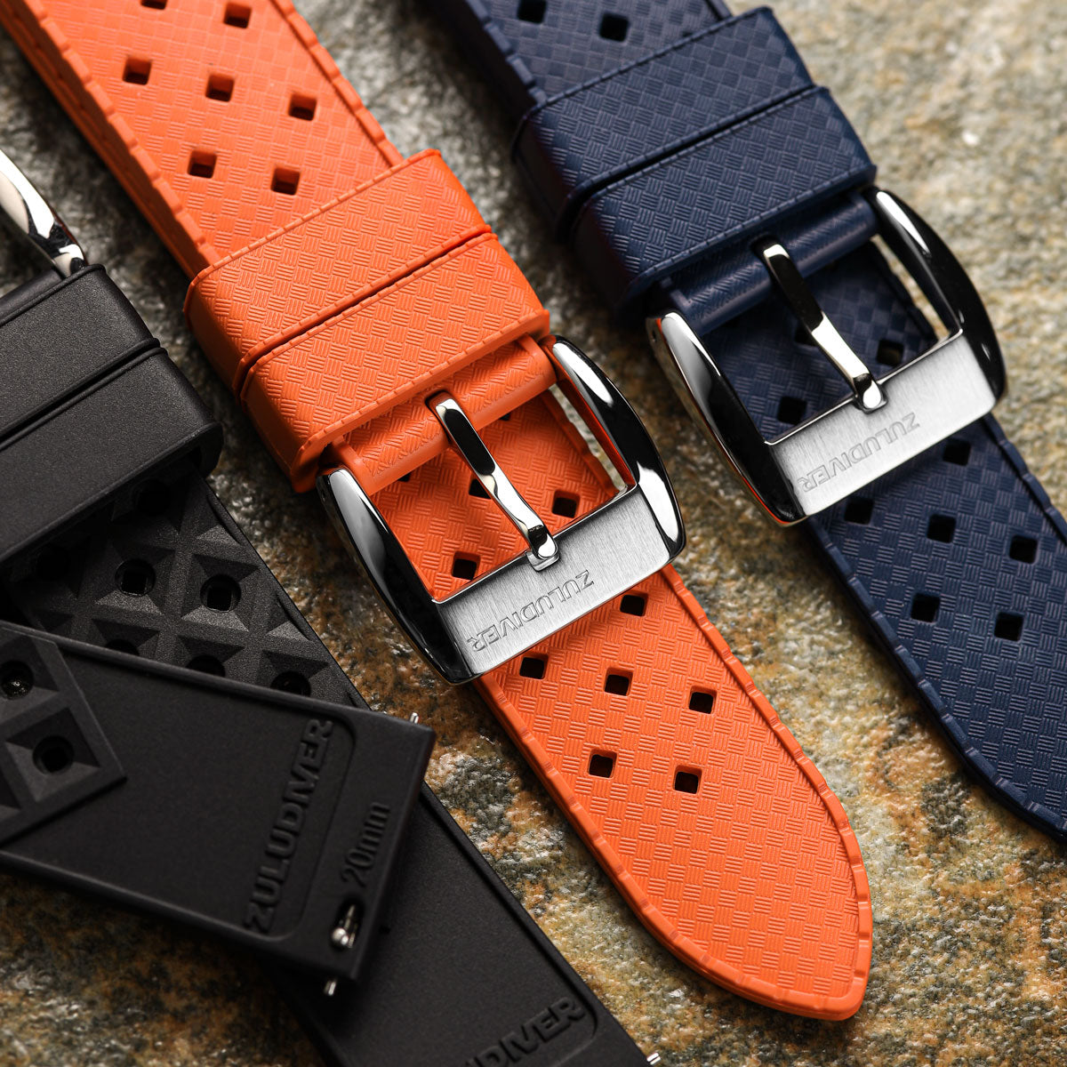 ZULUDIVER Modern Tropical Watch Strap (MkII) - Black - Silver Hardware - additional image 4