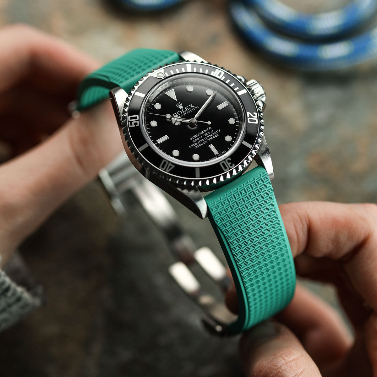 Tsunami MK2 Rubber Deployant Watch Strap - Vintage White + Lume