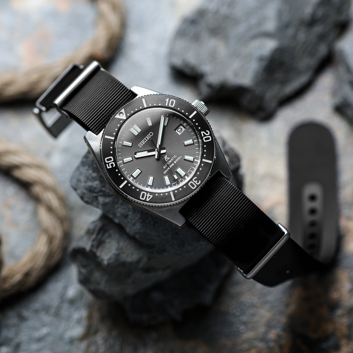 1973 British Military Watch Strap: 328 MARINE - Tactical Black