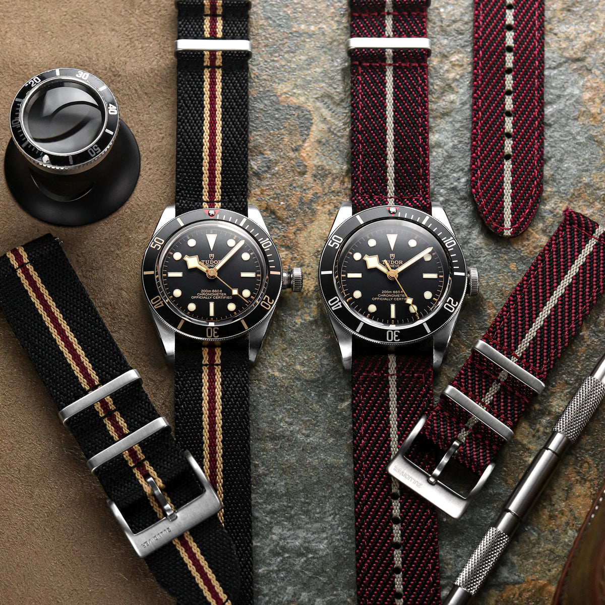 ZULUDIVER Seasalter Military Nylon Watch Strap - Black/Brown/Red - additional image 2