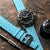 Vintage Tropical Style FKM Rubber Watch Strap - Sky Blue