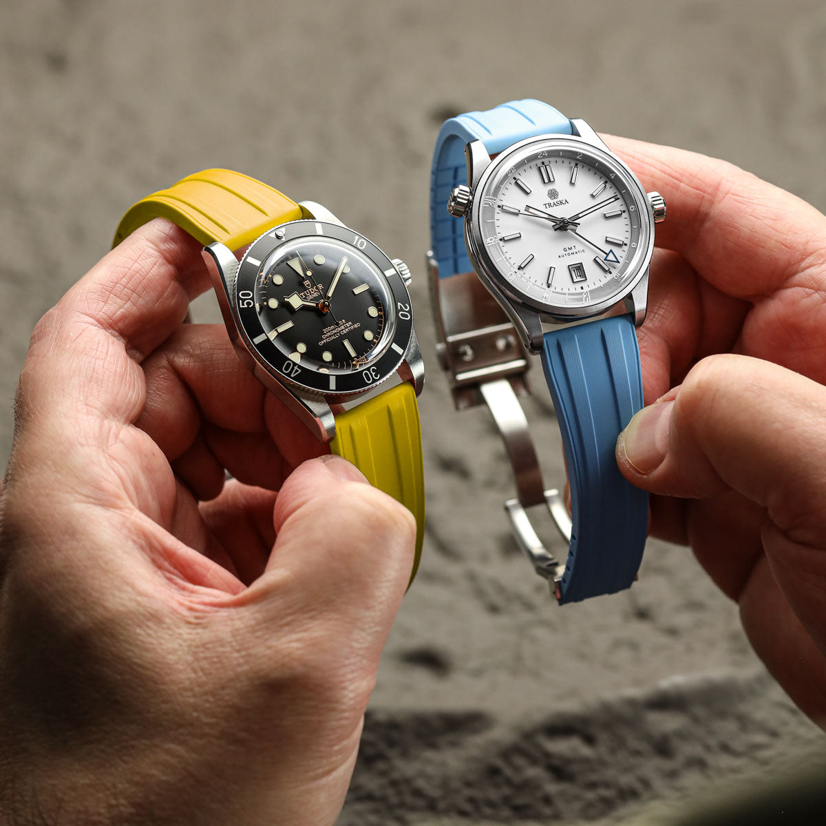 RipTide Rubber Deployant Watch Strap - Sunset Orange