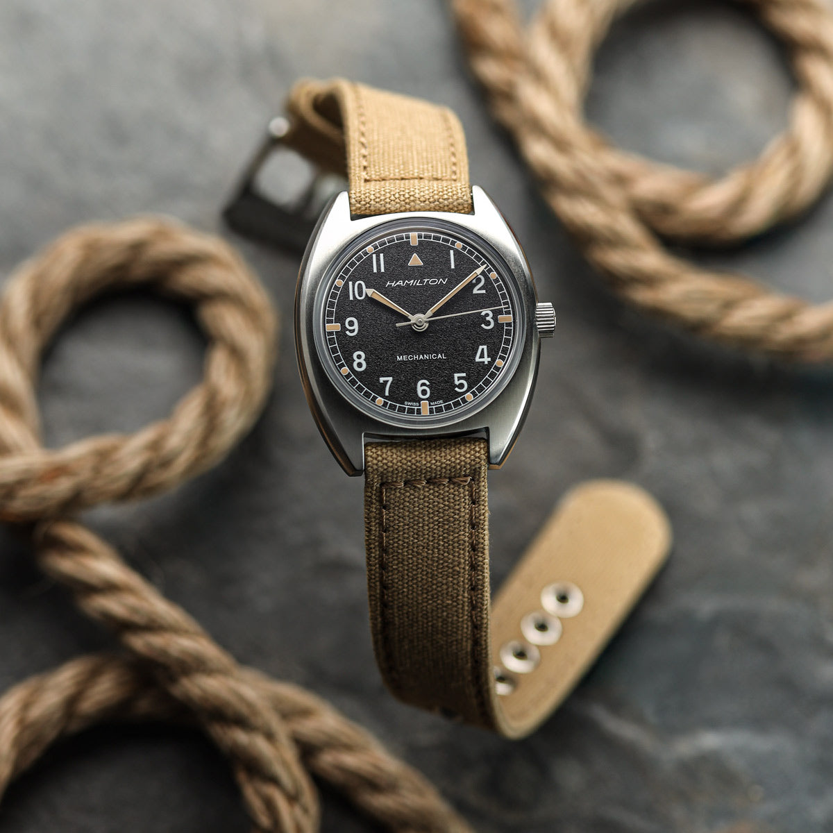 Croyde Canvas Watch Strap - Army Green