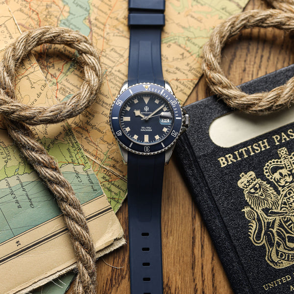 20mm curved end top rubber watch strap