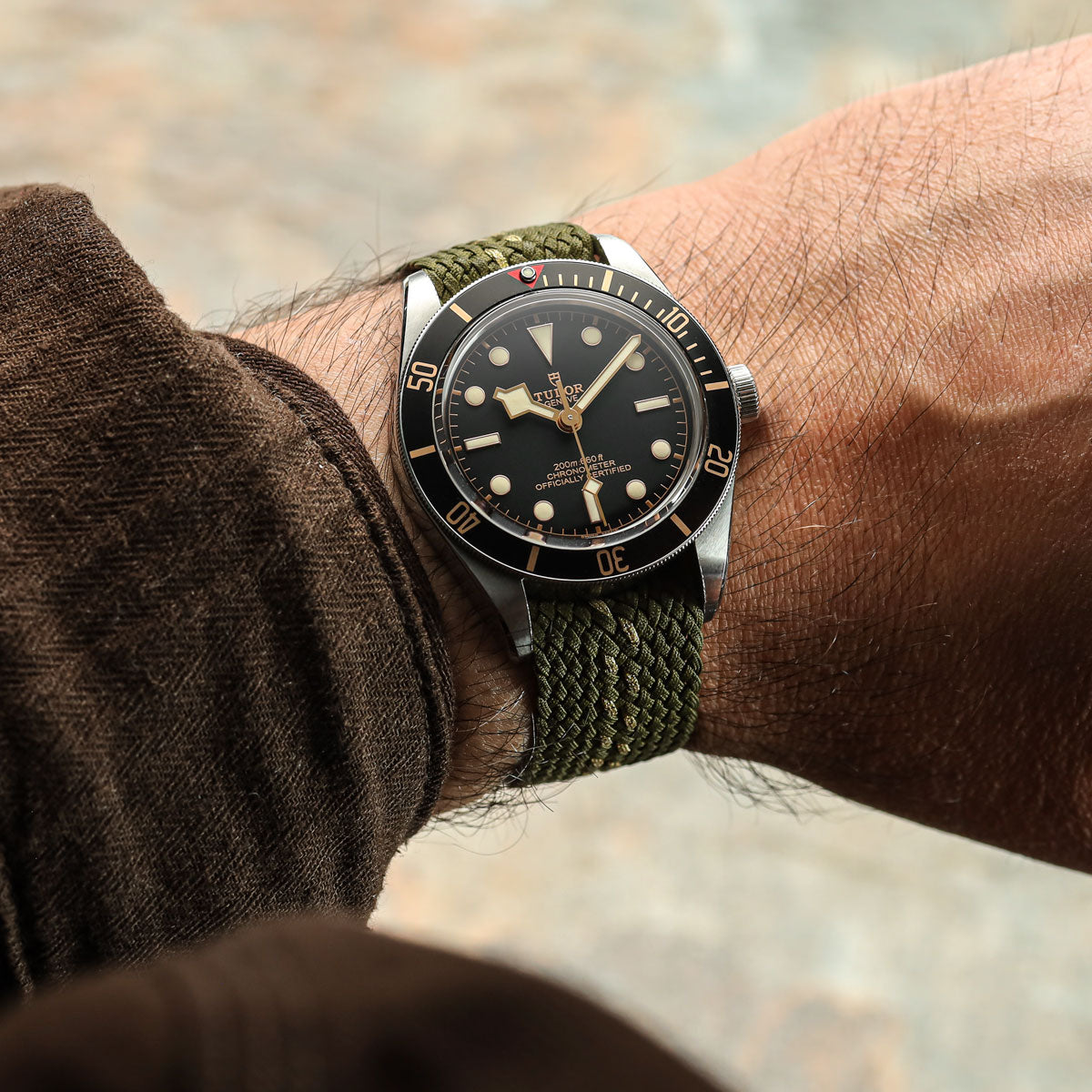 ADDITIONAL - OctoPod Perlon Nylon Watch Strap - Army / Gold