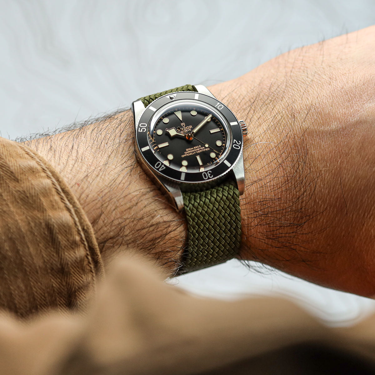 ADDITIONAL - Perlon Nylon OctoPod Watch Strap - Army Green on Tudor Black Bay 58