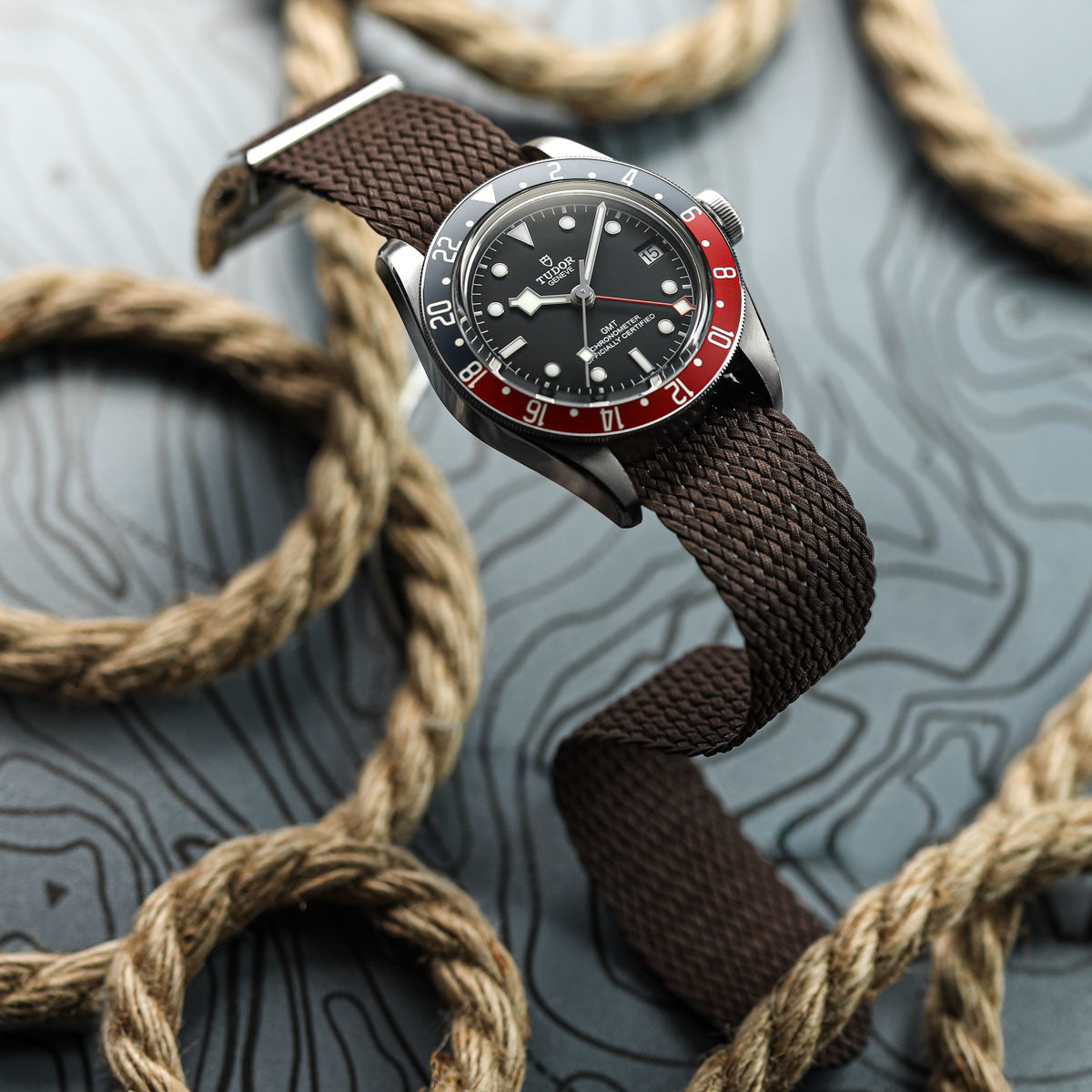ADDITIONAL - Perlon Nylon OctoPod Watch Strap - Earth Brown on Tudor GMT