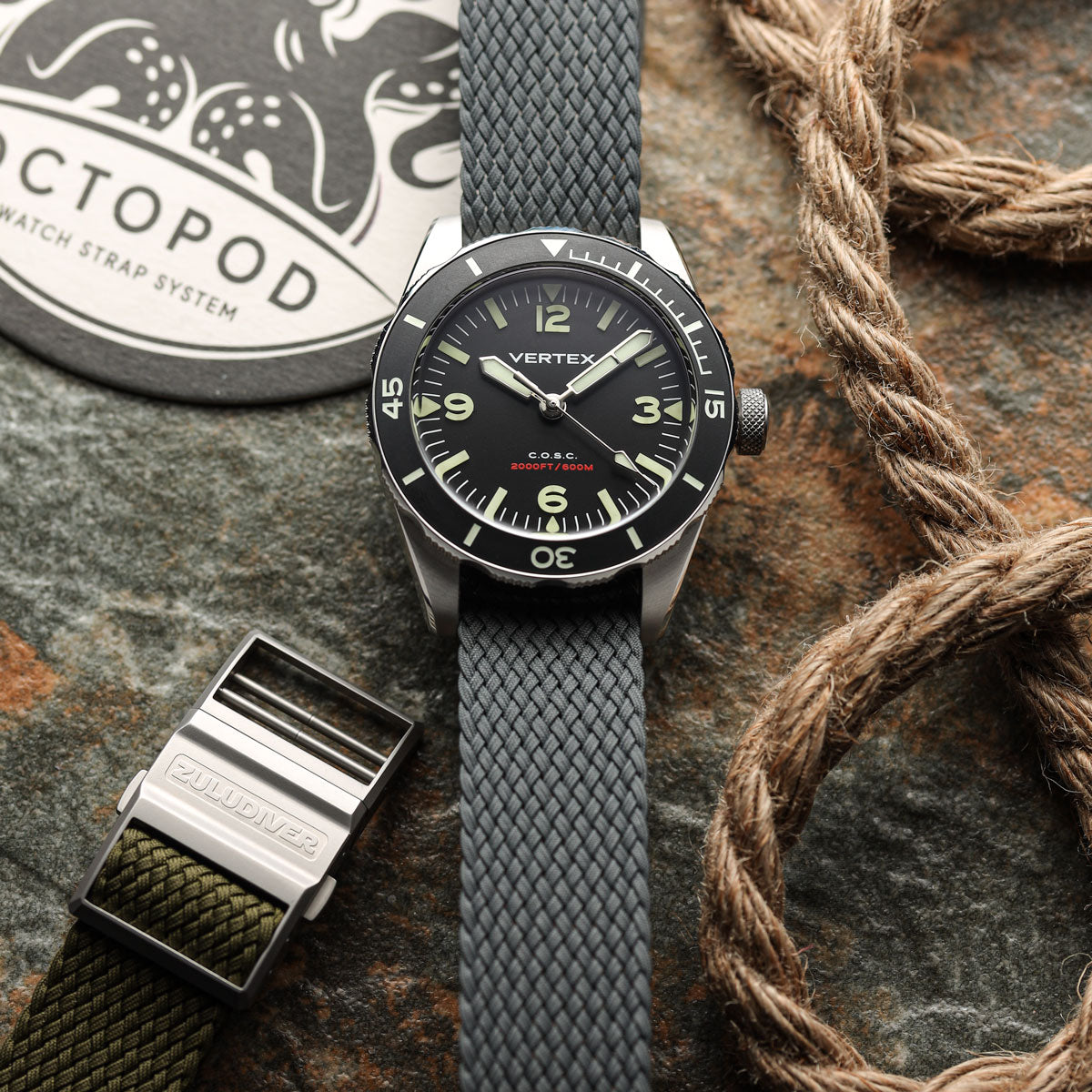 ADDITIONAL - Perlon Nylon OctoPod Watch Strap - Granite Grey