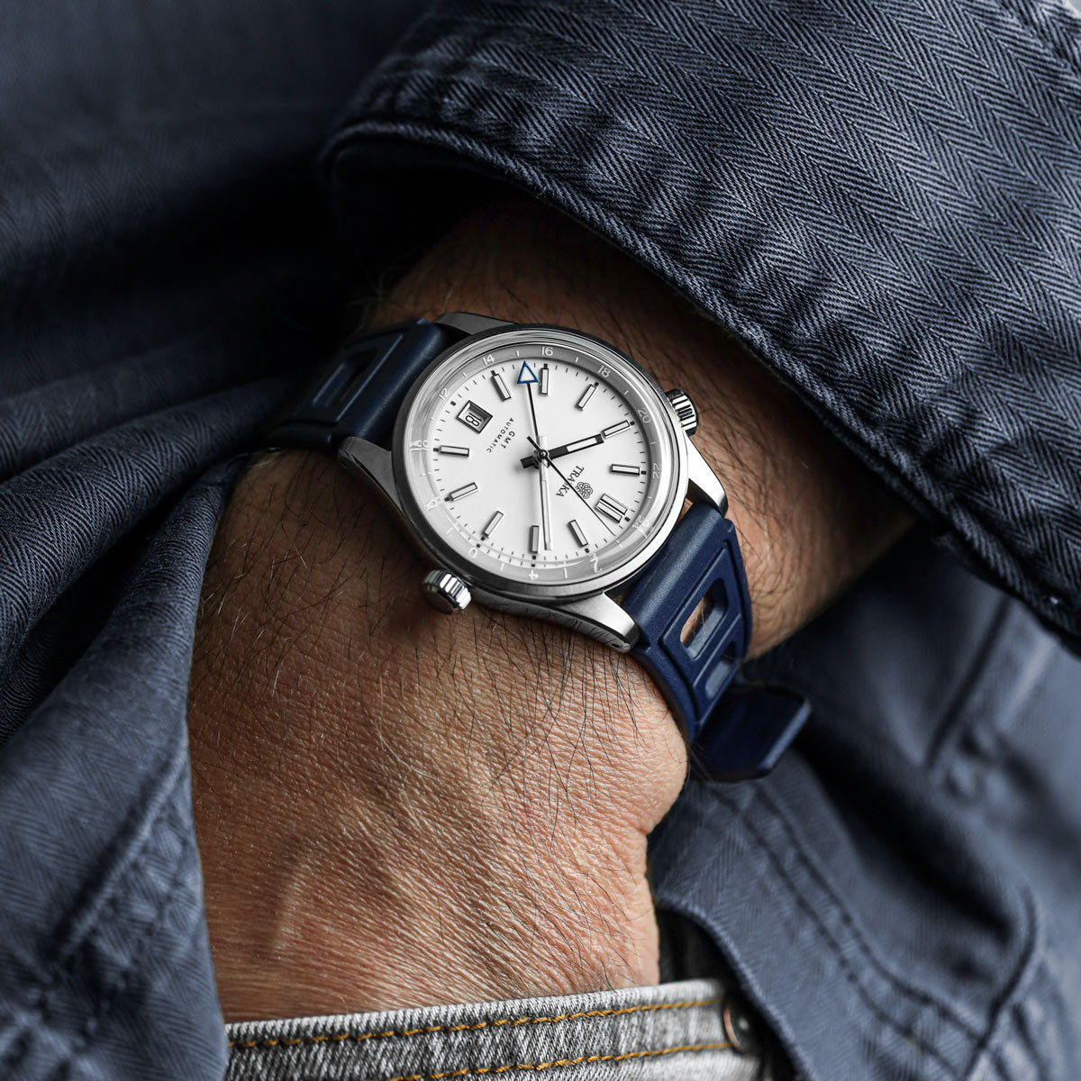 Sports 295 Vintage Rubber Watch Strap - Ocean Blue