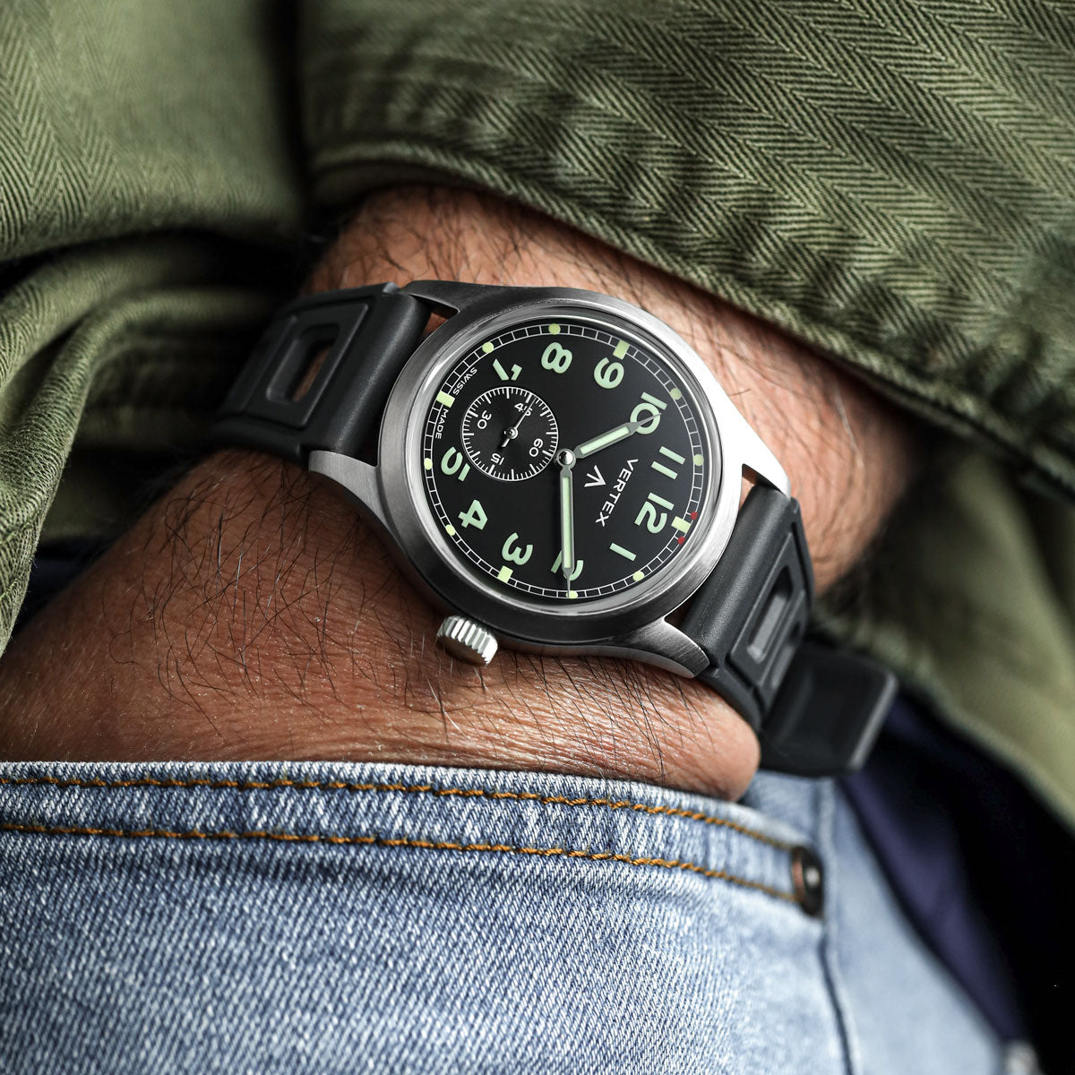 Sports 295 Vintage Rubber Watch Strap - Anthracite Grey