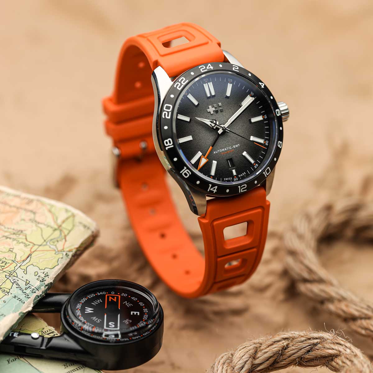 Sports 295 Vintage Rubber Watch Strap - Sunset Orange
