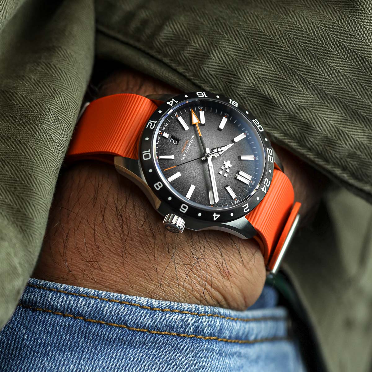 1973 British Military Watch Strap: 328 MARINE - Blaze Orange