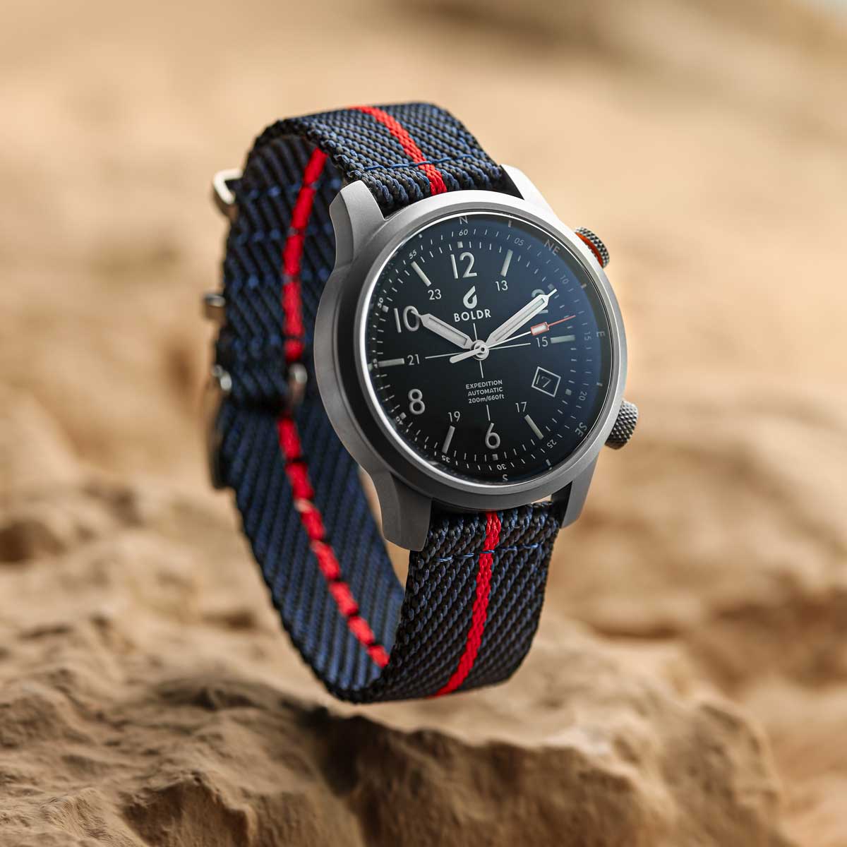 Seasalter Military Nylon Watch Strap - Burgundy/Beige