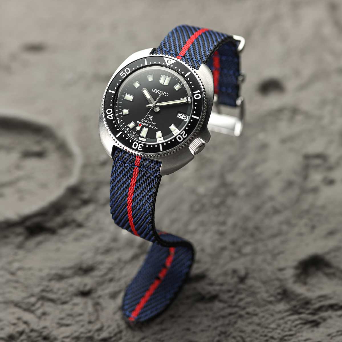 Seasalter Military Nylon Watch Strap - Burgundy/Beige