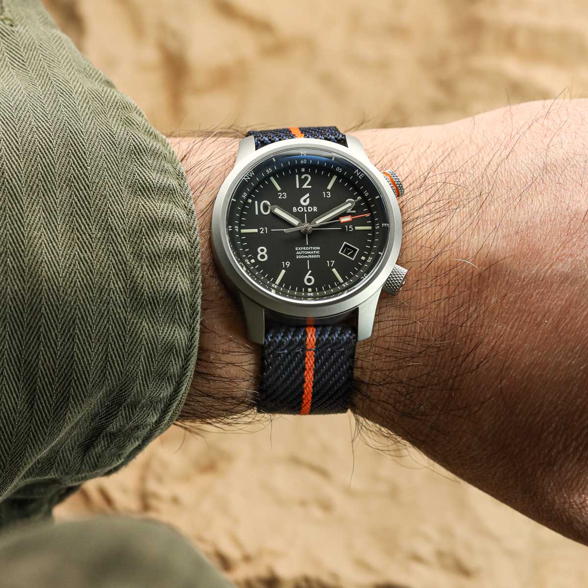 Seasalter Military Nylon Watch Strap - Blue/Orange