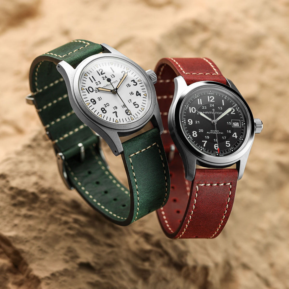 Oxford Ranger Military Leather Watch Strap - Vintage Red - ZULUDIVER