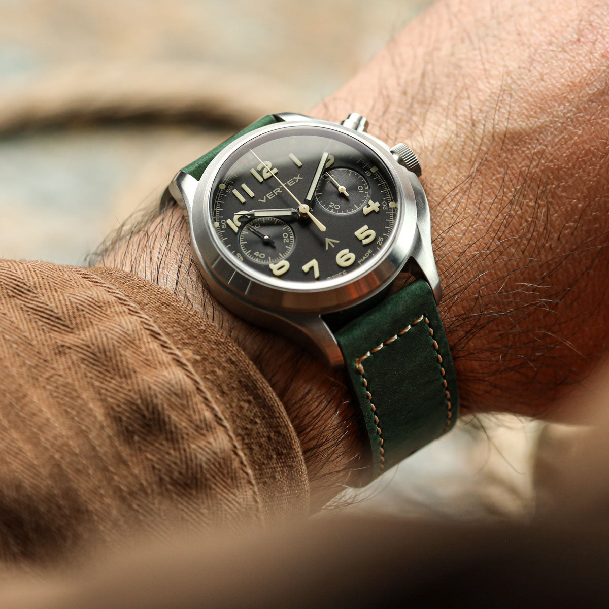 Oxford Ranger Military Leather Watch Strap - Vintage Red