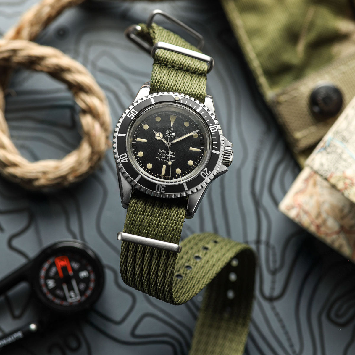 1973 Naval-Marine Fabric Watch Strap - Olive Drab